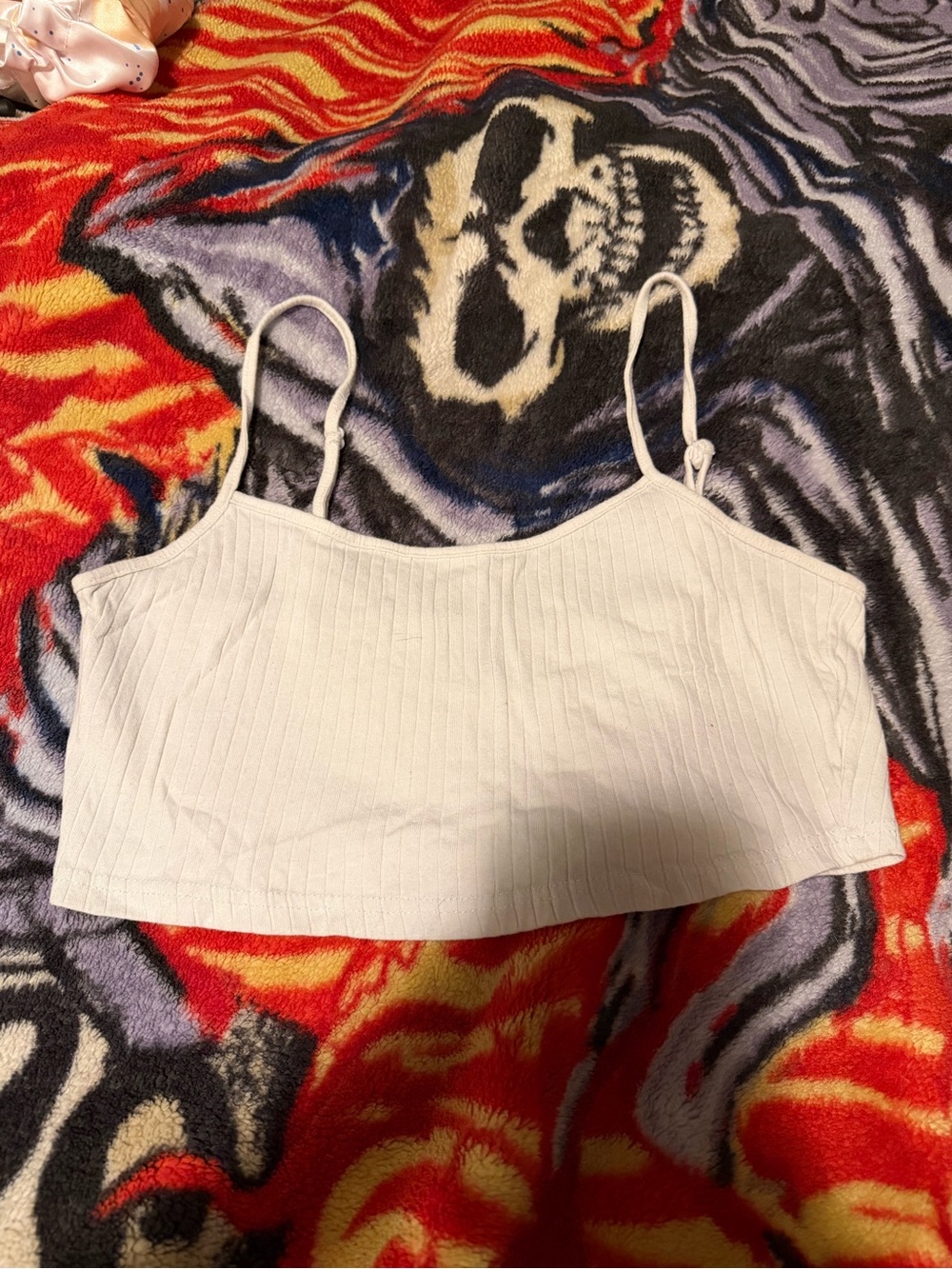 SHEIN White Ribbed Cropped Cami with Adjustable Straps